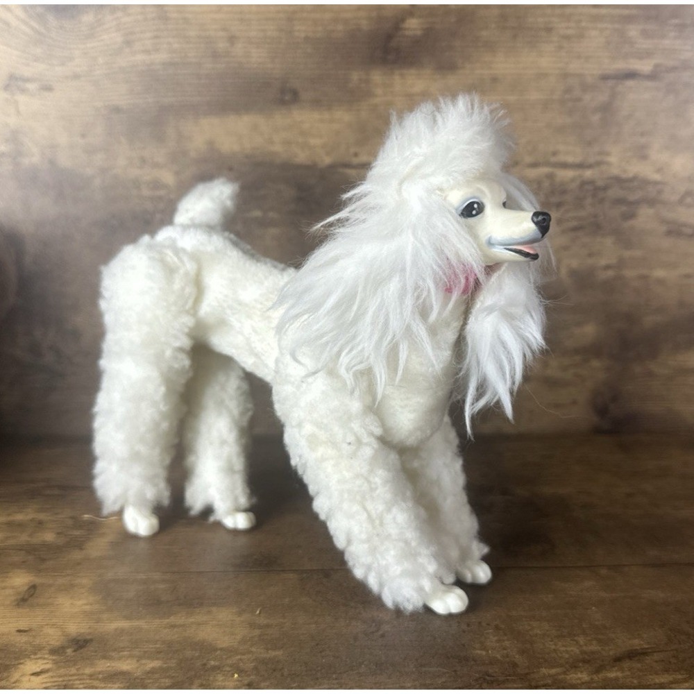 1980 Barbie Poodle Prince Dog Vintage Poseable White Fluffy Vinyl Face and Feet